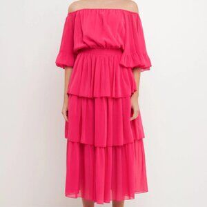 Endless Rose – Off the Shoulder Tiered Maxi Dress, Size Medium